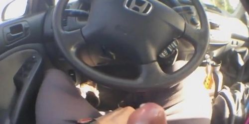 Cumming in car