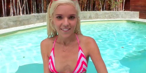 Tiny cockloving teen in a bikini fucked good 