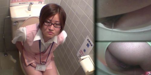 Asian sluts pee in toilet