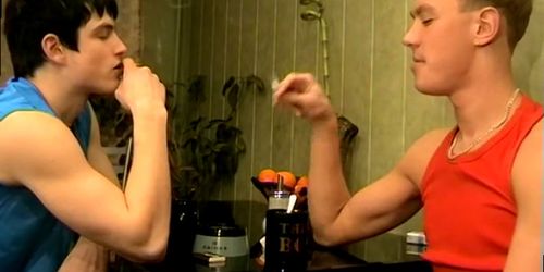 Photo of a gay black man kissing a gay black man Buff a