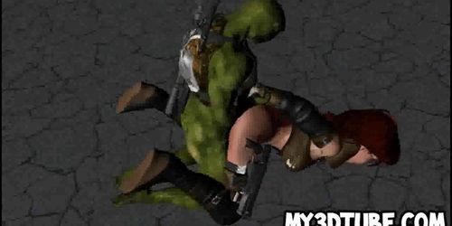 3D babe getting fucked outdoors by a Ninja Turtle