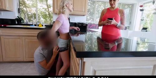 Blonde teen Stevie Grey sucks and fucks