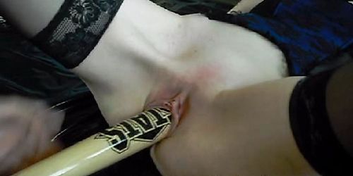 Horny housewife fucked with a baseball bat