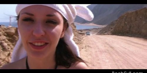 Safari amateur babe giving handjob in POV style