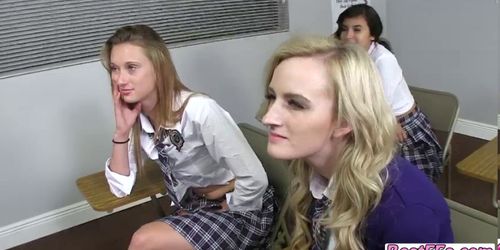 Horny cute teens gets Go wild in school hardcore detent