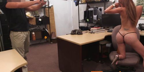 Latina amateur flashing in pawnshop deal