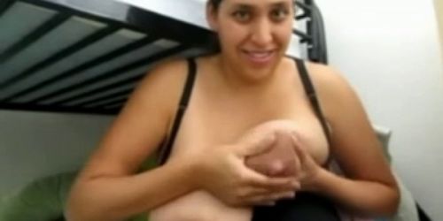 LATIN GIRL WITH HUGE MILKY BOOBS GETTING THEM SUCKED