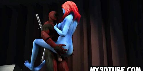 Hot 3D purple haired babe gets fucked by a monster