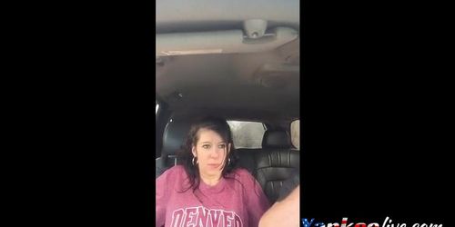 Very cute chick gets fingered to orgasm in back seat