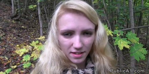 Blonde Czech babe fucking outdoors pov