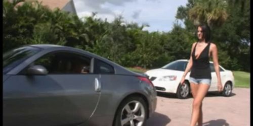 Brunette Ashley caught stealing a hot car