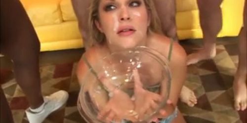 Dirty girl drinks 20 guys cum from a bowl (GFSoA)