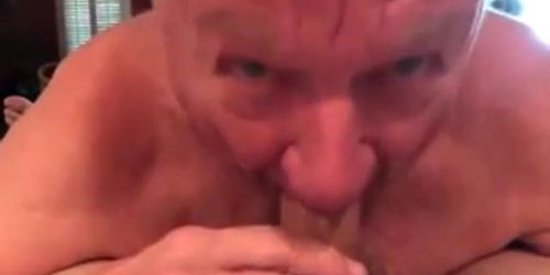 White-haired grandpa perfectly BJ with mouth cleaning