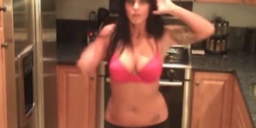 Sexy stripteasing emo in the kitchen