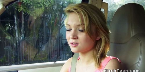 Petite teen sucks big cock on the road