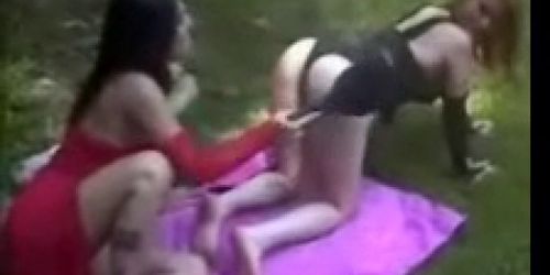 Outdoor Strapon and spank