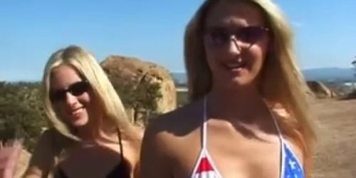 British slut Ashley Long ffm threesome outdoors