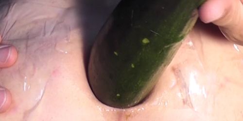 Massive 6cm gape with zuchini open asshole