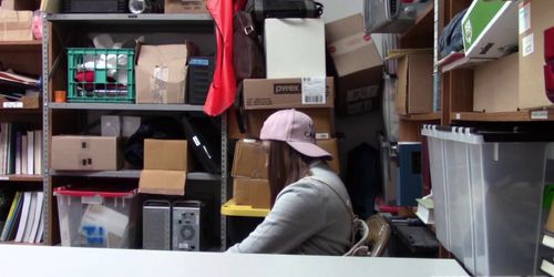 Teen shoplifter Hayden Henessey fucked in the office