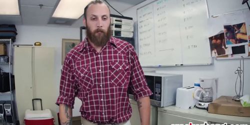 Cute gay bloke riding out a massive fuck rod