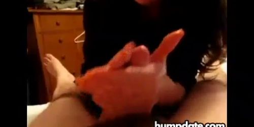 Chubby wife gives blowjob