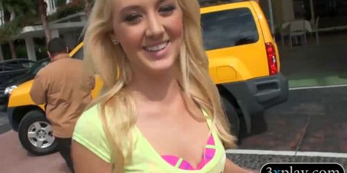 Sexy blonde babe gives head and pounded by big fat dick