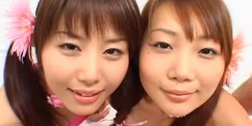 2 Asian girls bukkake