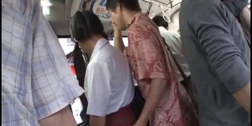 young jap schoolgirl is seduced by old man in bus