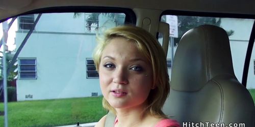 Teen wanks strangers huge dick in his car (Dakota Skye)