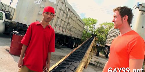 Black gay fucks white pal