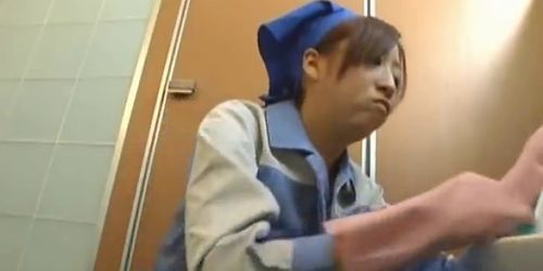 Asian toilet attendant cleans wrong part1