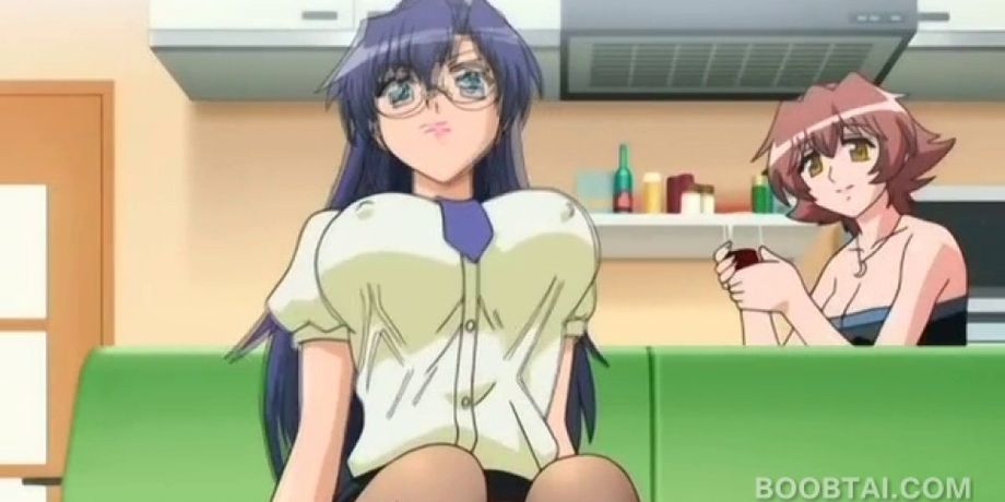 Hentai Lesbian Glasses - Anime hottie in glasses gets big tits teased in close-u EMPFlix Porn Videos